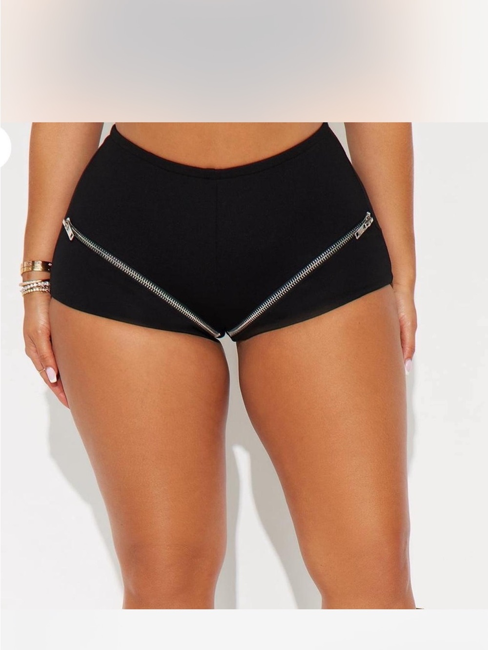Fashion Nova Black High Waist Zip-Front Women’s Shorts